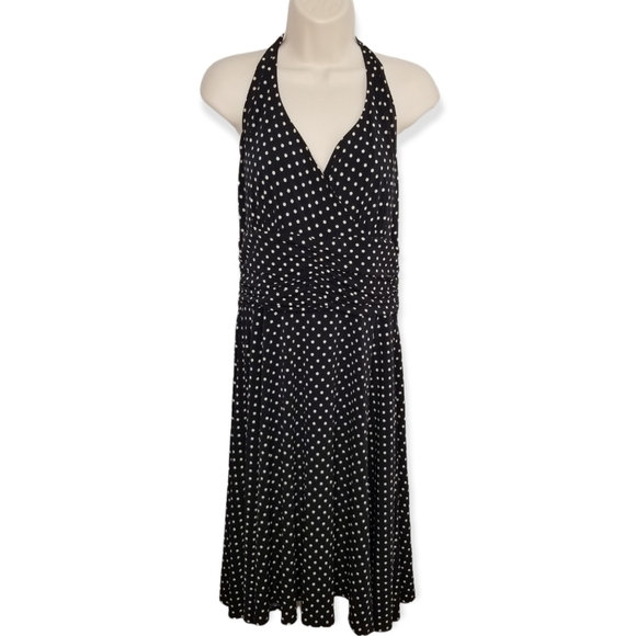 Ronnie Nicole Sleeveless Tie Back Polka Dot Dress Size 12 - Picture 1 of 8